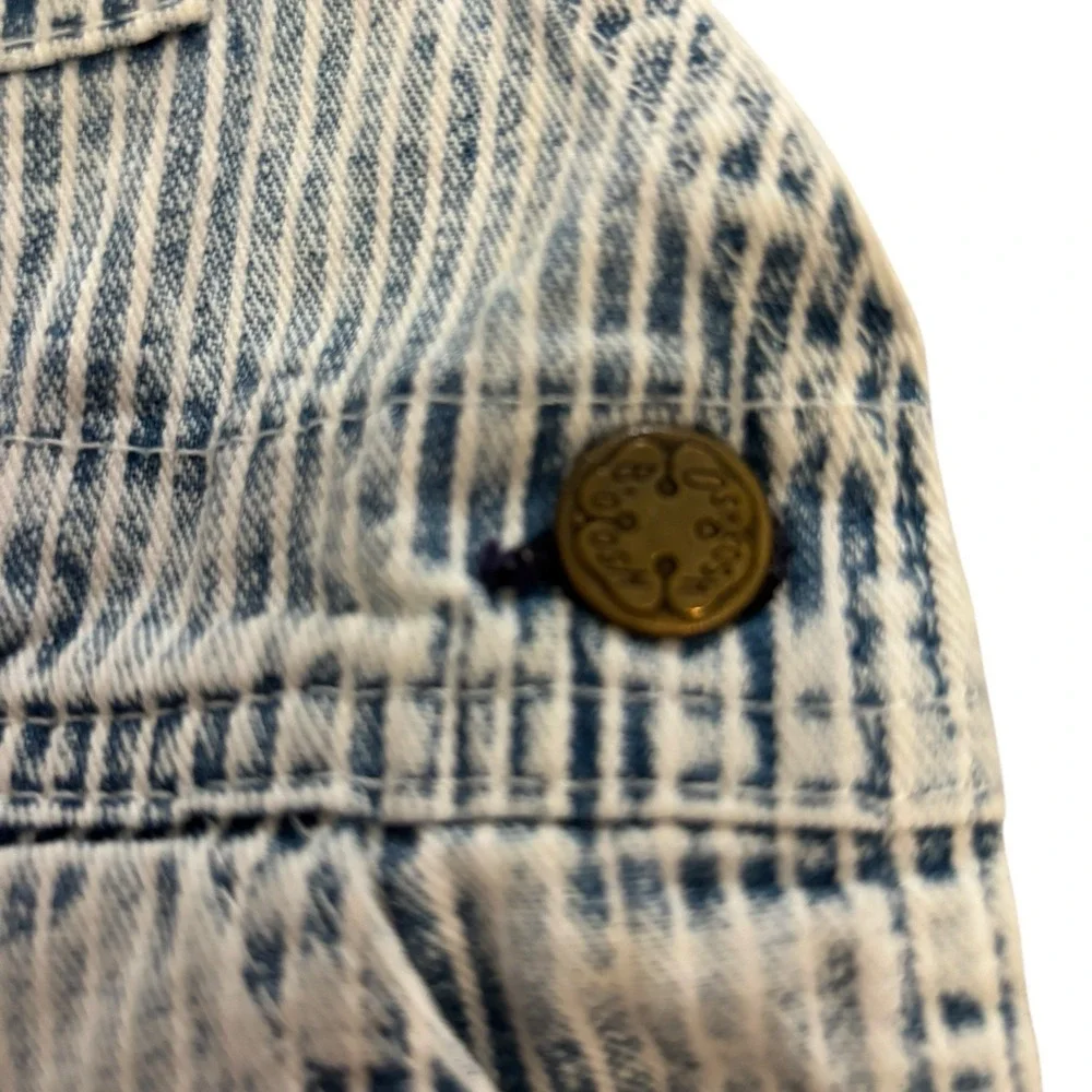 VTG USA‎ OshKosh Vestbak Bib Denim Overall Shorts Striped Size 3/6 M 1969 EUC